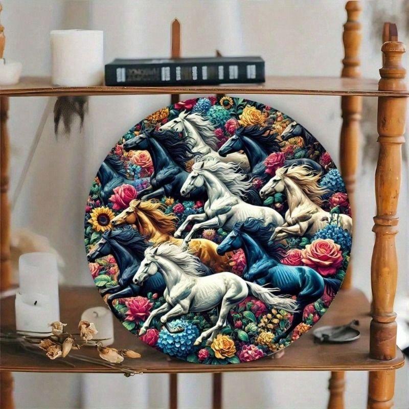 

Metal Poster Wall Art, Horse Wild West Vintage, Living Room Decor