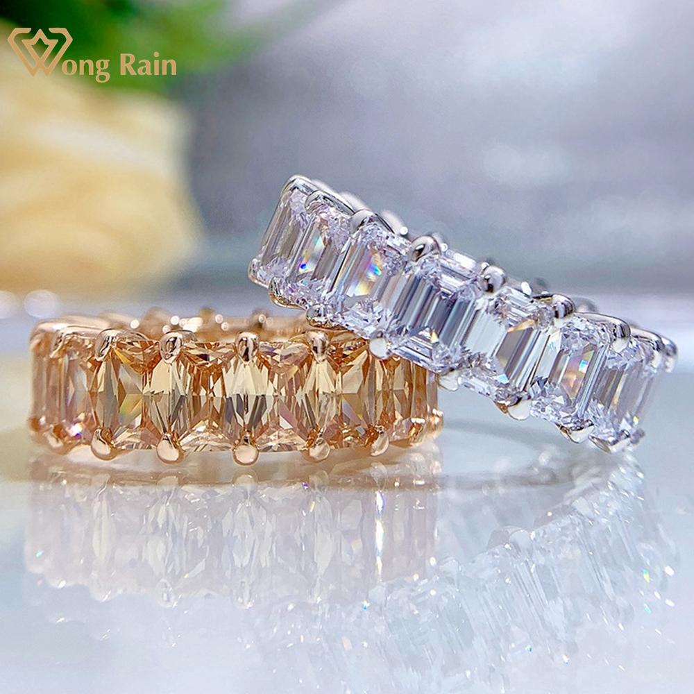 

Wong Rain Classic, 100% стерлинговое серебро 925 пробы, изумруд/принцесса огранки AAAAA, цирконы, драгоценный камень, обручальное кольцо для женщин, ювелирные изделия оптом US 5 белый