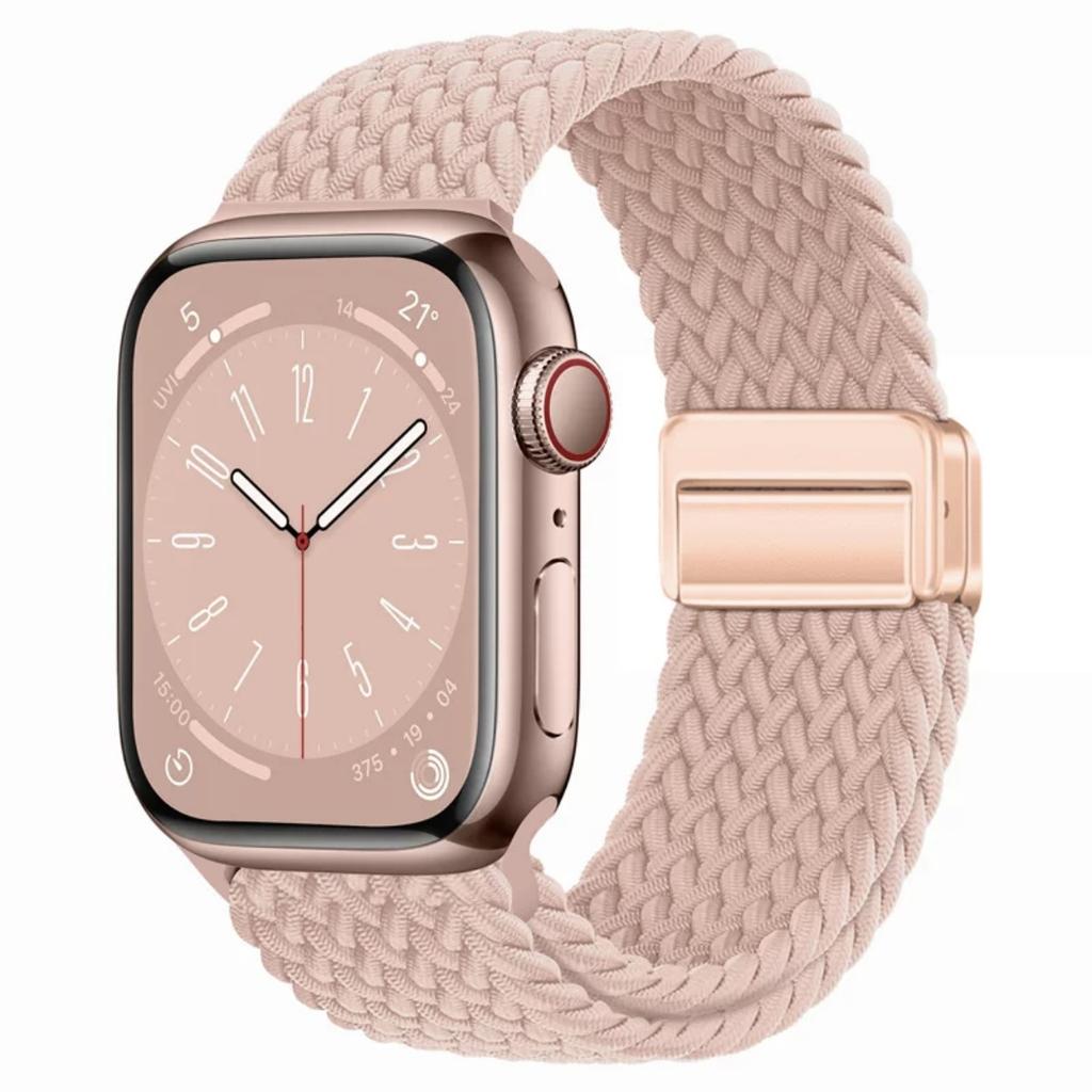 Geflochtenes Solo Loop-Armband aus Nylon für Apple Watch Band Ultra2 49 mm 9 8 7 41 mm Metall-Magnetarmband 45 mm 6 5 4 SE 44 mm verstellbarer elastischer iWatch-Gurt
