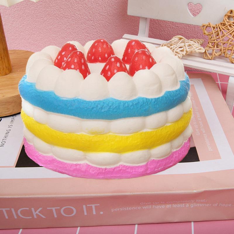

Simulation Strawberry Birthday Cake Squeeze Soft Pu Slow Rising Fun Squeeze Healing Toy Pinch Relieve Stress Vent Toys For Kids