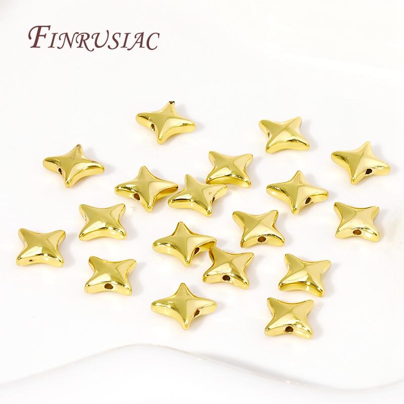 9mm 18K Gold Plated Stern Perlen Abstandshalter Perlen DIY Zubehör, Trenner Für Perlen, Schmuckherstellung Zubehör