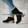 Winter-Schneestiefel für Damen in Übergröße - Klobiger Absatz, Dicke Sohle, Lammwollfutter, Auf Lager