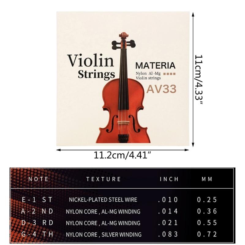 Durable AV33 Violin String Universal Set Nylon  Violin Fiddle String Replacement Violin Strings Accessory Easy to Use