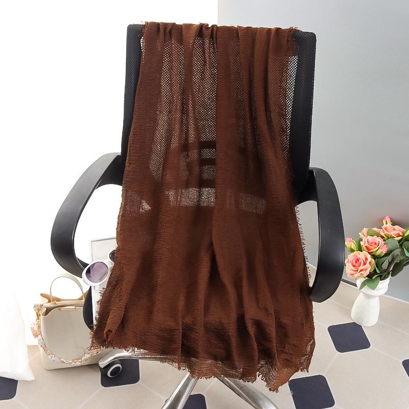 Sciarpa grande da donna in cotone e lino di colore puro: Foulard musulmano primaverile/estivo, telo mare, scialle con protezione solare