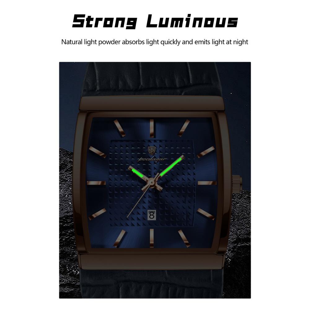 POEDAGAR Top Hohe Qualität Herren Uhr Datum Wasserdicht Mode Leuchtende Uhr für Mann Leder Luxus Herren Quarzuhren +Box