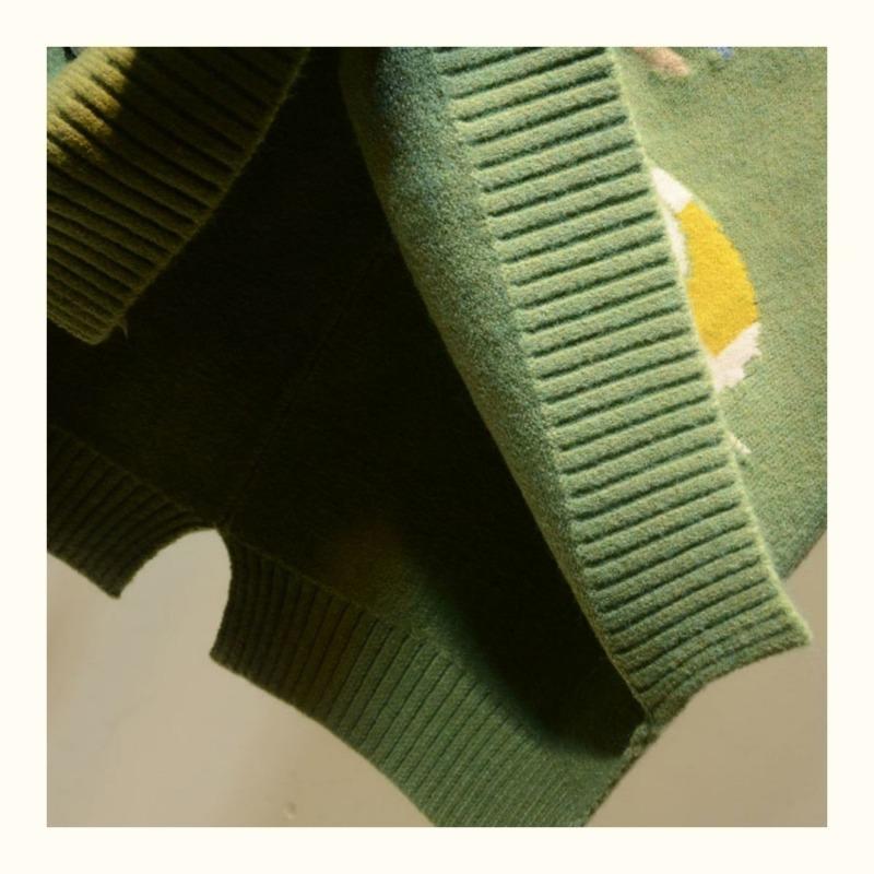 Embroidered Cartoon Elephant Women Knit Vest Retro Style Knitted Pullover Loose Casual Solid Color Thin Sweater Harajuku Style Knit Base Shirt Autumn