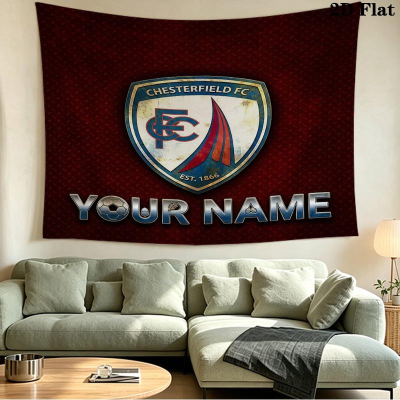 Custom Name Chesterfield F.C Printed Tapestry – Wall Hanging for Bedrooms, Dorms, and Home Decor