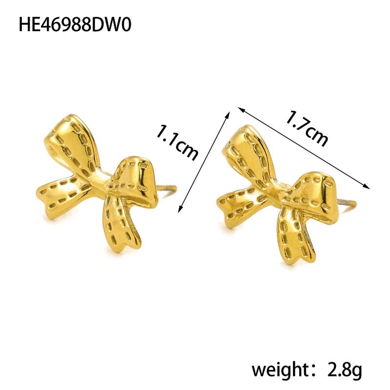 CARLIDANA Fashion Waterproof Stainless Steel Earring Trendy Bow Earrings Gold Plated Butterfly Bow Knot Stud Earrings for Women