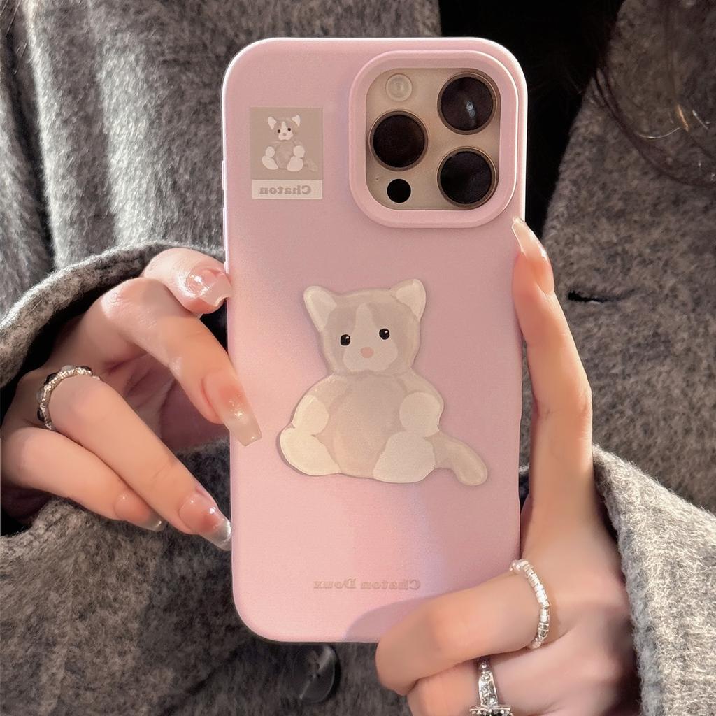 Cute Purple Kitten 15promax Apple 17 Mobile Phone Case IPhone 14 Suitable for 13 Cartoon Three Dimensional 12 Soft