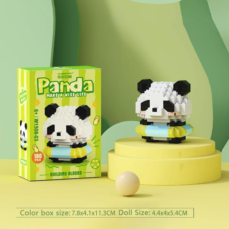 Cute Panda Mini Particle Building Blocks Blind Box Kawaii Collectible Puzzle Toy DIY Montessori Educational Toys Gifts for Kids