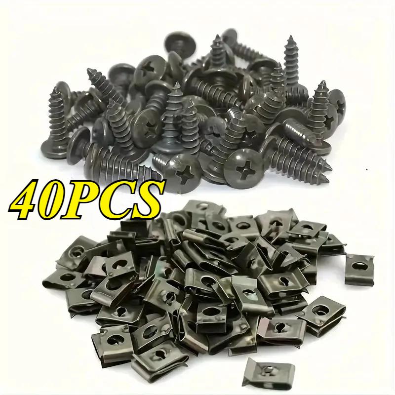 Car Screw Base Bayonet Clip Self-Tapping Screw U-Clip Car Conversion Clip Fender Bumper Protector Clip Screw for Car Motorcycle