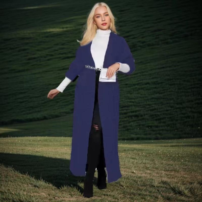 Women's Long Knit Cardigan with Pockets and Elegant Design