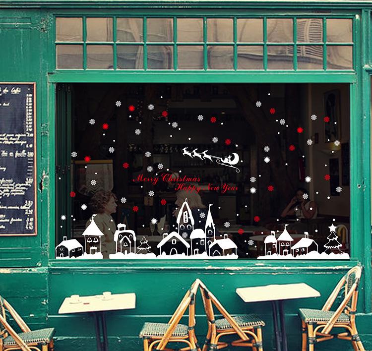 

Рождественская наклейка на окно «Город льда и снега» - Теплая и романтичная наклейка XH-0731