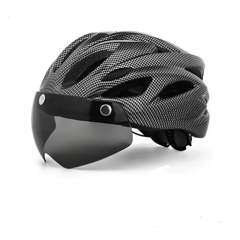 Mountainbike-Helm mit Brille, Integrierter Reithelm, Atmungsaktive Kappe für Damen und Herren, Winddicht für Zusteller