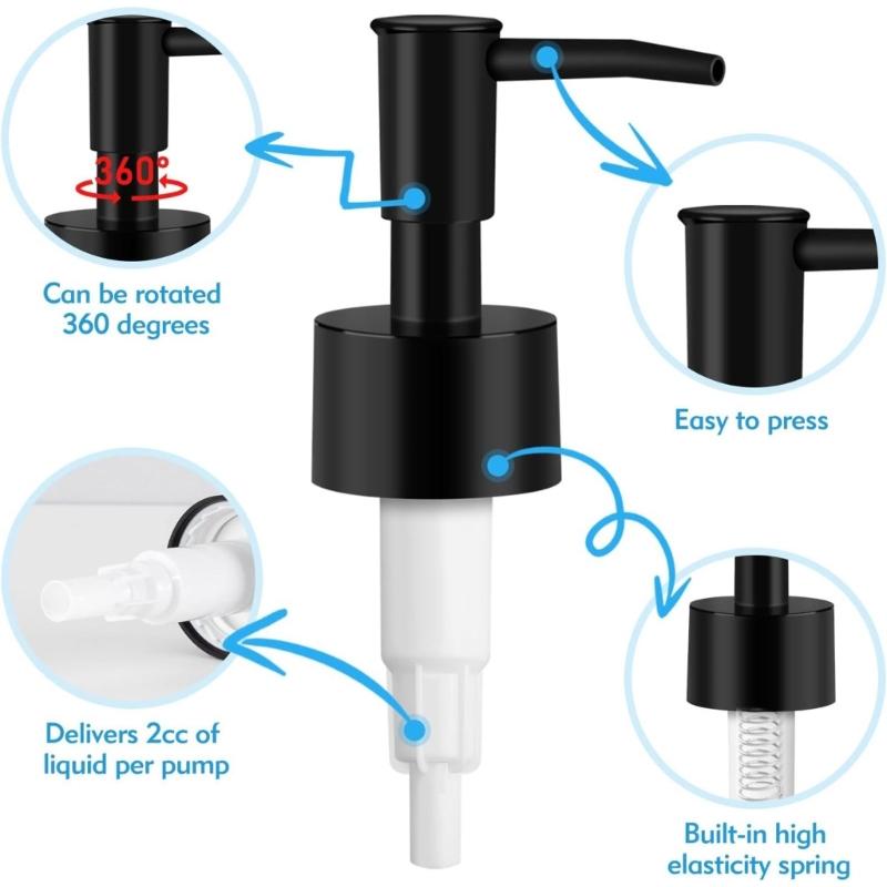 Reusable Soap Pump Heads Easy Installation Soap Dispenser Pump Plastic Texture Suitable for Various Neck Size Bottles