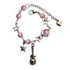 Stylish Heart Star Skull Guitar Bracelet Fashionable Beaded Wrist Chain Jewelry Charm for Music Lovers and Trendsetters