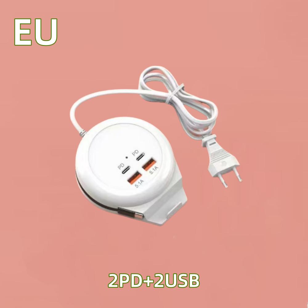 USB C Charger 4 Ports with Type C Cable 5.1A High Speed Wall Socket Mobile Phone Quick Charger Adapter USB HUB Extender For Home