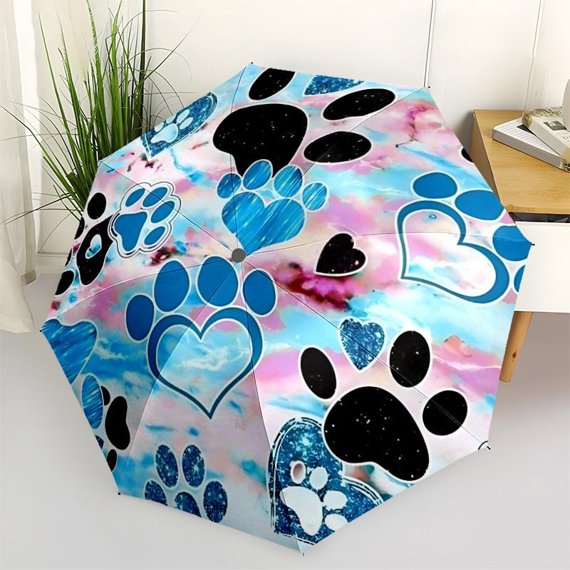 

1pc Paw Prints Automatic Opening/Closing Folding Umbrella with 8 Ribs,Windproof Portable Sunshade Umbrella Holiday gift yy260401061