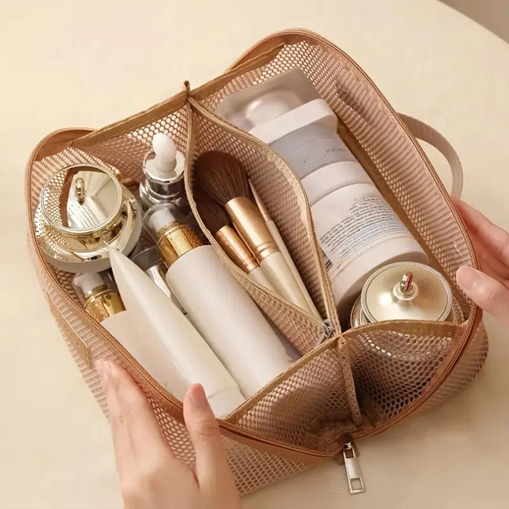 Large Capacity Toiletries Storage Bag Mesh Design Toiletries Bag Bathroom Organizer for Cosmetics Toiletries Skin Care