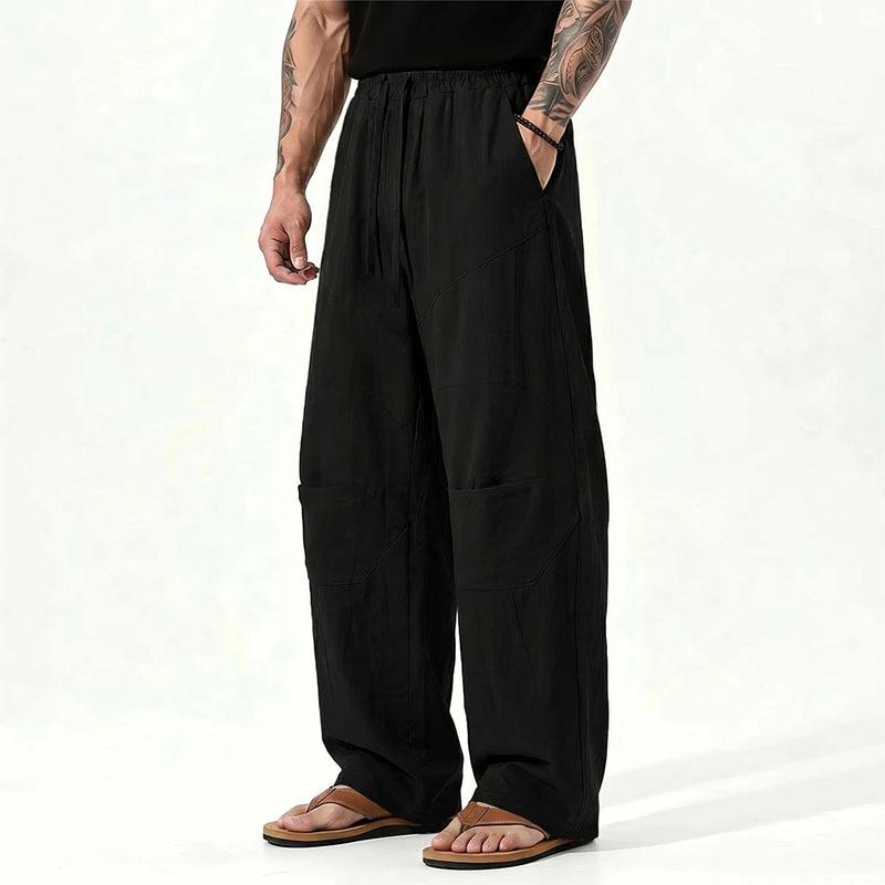 Hosen Unifarbene Leinenhose Herren Freizeit Vielseitig Weite Hosen Herren Eis Seide Schnelltrocknend Dünn