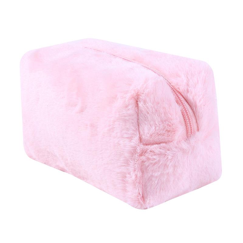 Fur Makeup Bags for Women Soft Travel Cosmetic Bag Organizer Case Young Lady Girls Make Up Case Necessaries 1 Pc Solid Handbags