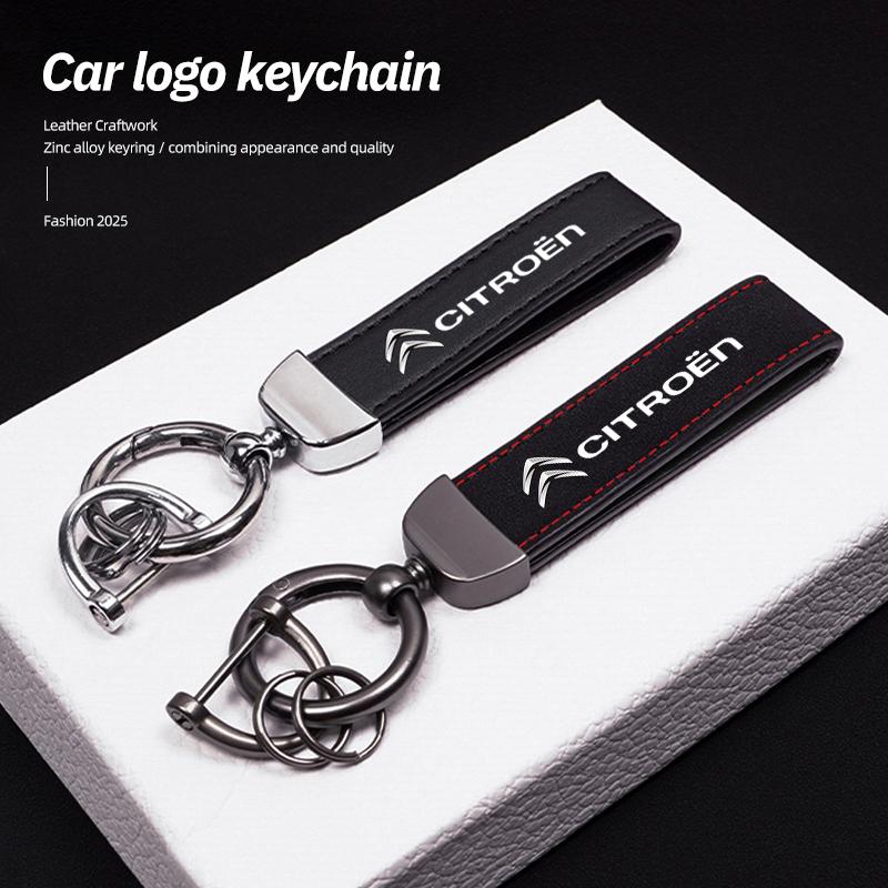 Car Logo Keychain Zinc Alloy Key Ring Accessories For Citroen C5X e-C4 X e-C3 C4 C3 C5 C-Elysee C-Crosser Berlingo C1 C6 C2