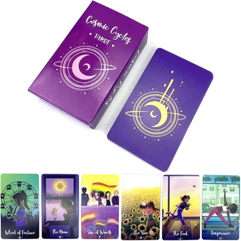 10.3*6cm Cosmic Cycles Tarot – Vibrant Indie Tarot Deck 78 Pcs Tarot Cards фиолетовый