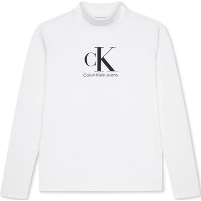 Calvin Klein Classic Logo Comfortable High Neck Long Sleeve T-Shirt Kids Tops Bright-White CK2332021GS-001