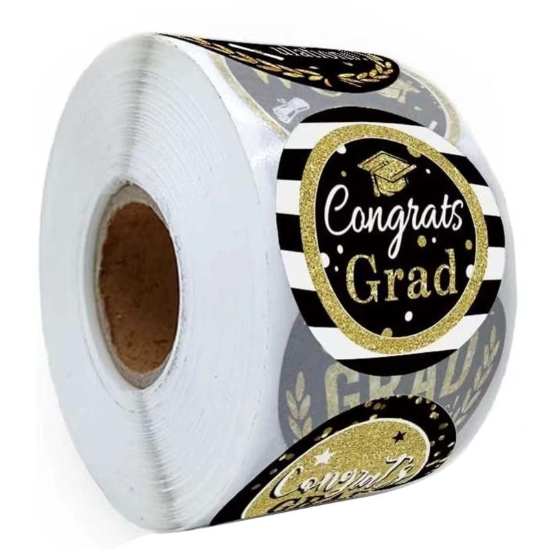 

500 Pcs Round Graduation Sticker Congrats Grads Labels Graduation Caps Sticker Party Supplies