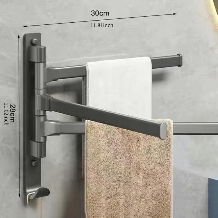 Bathroom Rotating Towel Bar Wall Mounted Non Perforated Iron Towel Storage Rack For Household Bathroom Storage Products