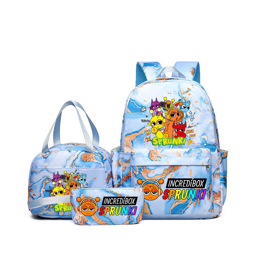 Sprunki teen student schoolbag rhythm box cartoon large capacity cute backpack three-piece set 3