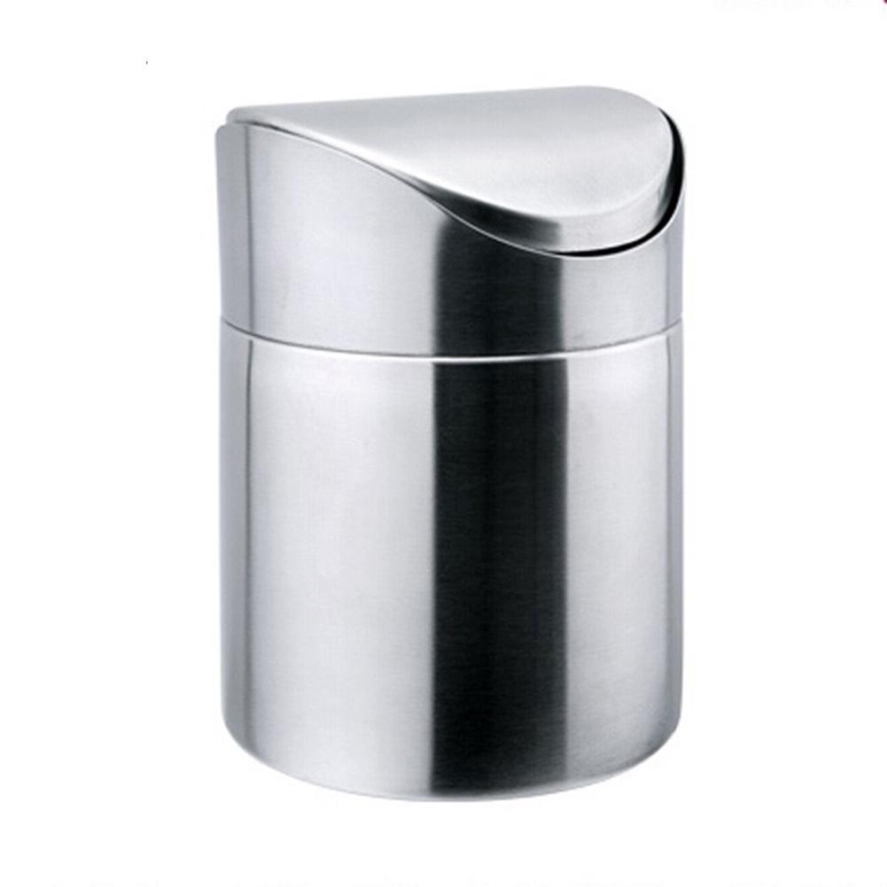 Mini Countertop Trash Cans Stainless Steel Small With Swing Top Lid Stain Proof Trash Cans For Car Office Kitchen Peelings Crumb