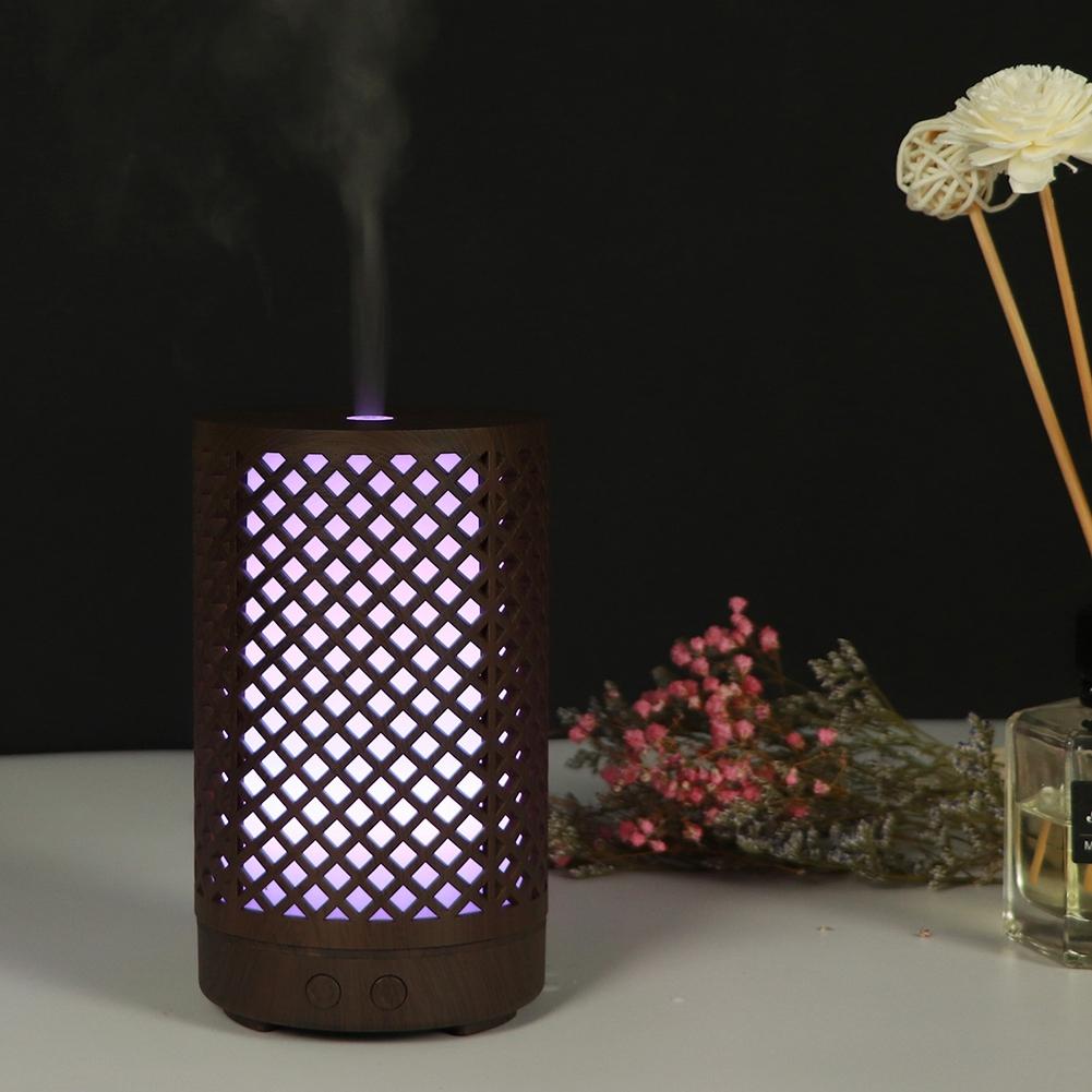 120ml Household Hollow Ultrasonic Air Humidifier Aroma Diffuser with Colorful Night Light