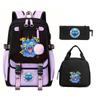 Animation Cartoon Printing Large Capacity Student School Bag Children'S Meal Bag Casual Pencil Bag Three-Piece Set