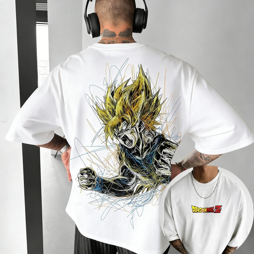 Nuova T-shirt Sportiva Estiva da Uomo Dragon Ball Anime Goku Girocollo Manica Corta 2026 Bandai Cotone Ampia e Traspirante