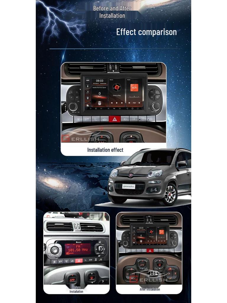 Fiat Panda Android Car Navigation CarPlay Screen (2013-2020 Models)
