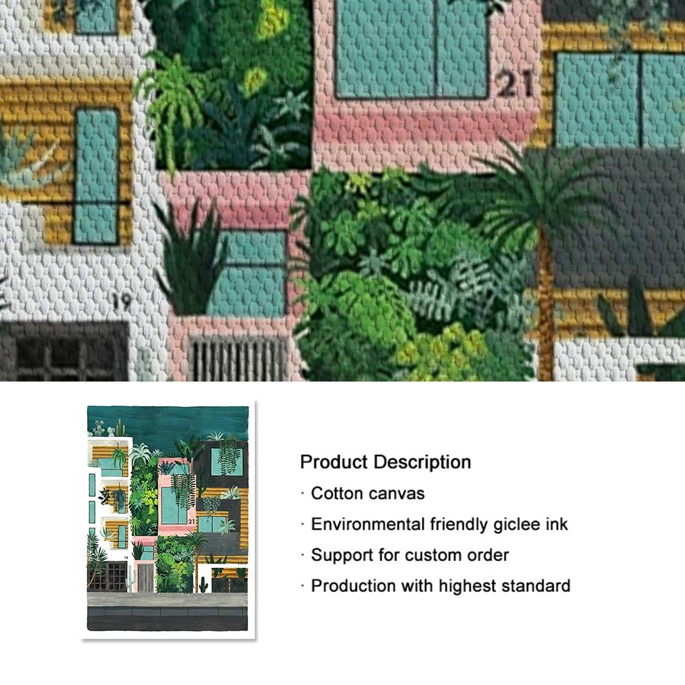 Green Botanical Porch Summer Shower Waterfall Wall Art Canvas Painting Nordic Poster And Print Picture For Living Room Bar Decor