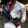 Men's Marble Printed Long Sleeve Shirts Casual Cardigan New Button Holiday Fashion Shirts