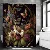 Butterfly Flower Shower Curtain, Bathroom Decorative Shower Curtain, Waterproof Shower Curtain with Hooks