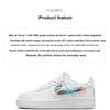 Nike Air Force 1 Low GS Rainbow Lace Swoosh Kids Sneakers White Multi-Color Terra-Blush FQ4948-100