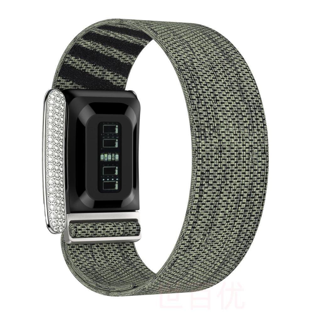 Sparkly Diamond Metal Frame Nylon Elastic Band for Whoop 5.0 Comfortable Replacement Strap for Whoop 5.0 Smart Fitness Tracker