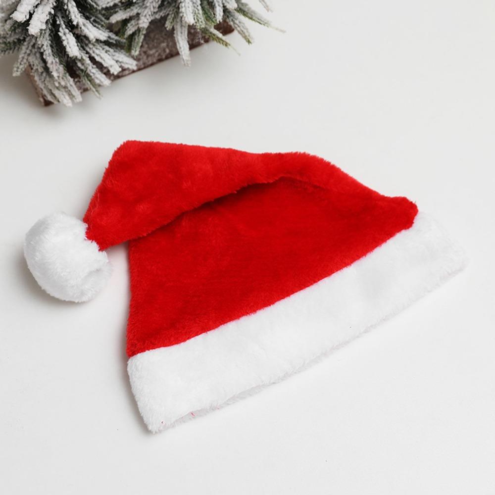 Christmas Santa Hat For Adults And Kids Unisex Velvet Cozy Short Plush Red Xmas H  New Year'S Holiday Party Supplies