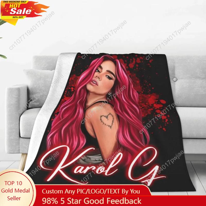 Karol G Christmas Gift Flannel Blanket Pop Music Singer Super Soft Throw Blanket for Chair Travel Cute Bedspread Sofa Bed Cover
