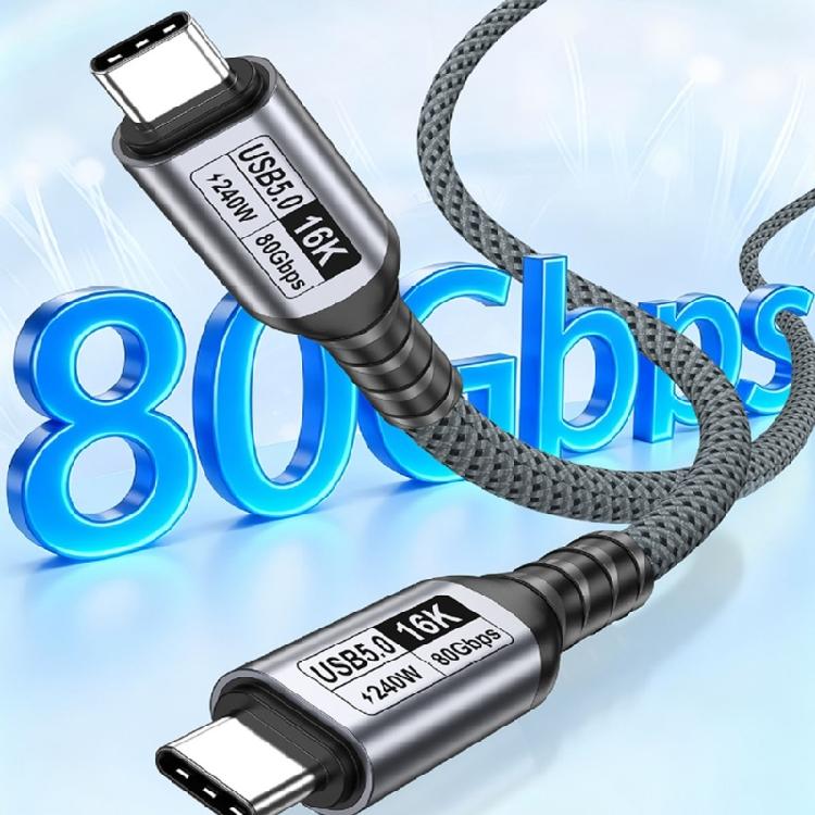USB5.0 Type C To Type C Cable Delivers 16K60Hz Screen Mirroring 80Gbps Fast Data Transfer 240W Rapid Charging Wire
