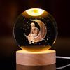 3D Starry Sky Crystal Ball Night Light with Solid Wood Base - Luminous Desktop Ornament & Birthday Gift