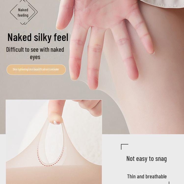 Ultra-Thin Women's Pantyhose: Core-Spun Silk, Anti-Snag, Flesh-Colored, T-Crotch Design