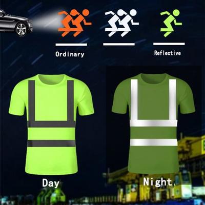 Camiseta refletiva fluorescente estilosa para atividades ao ar livre, camisa de segurança de alta visibilidade, camisa respirável para homens, colete esportivo para caminhada noturna