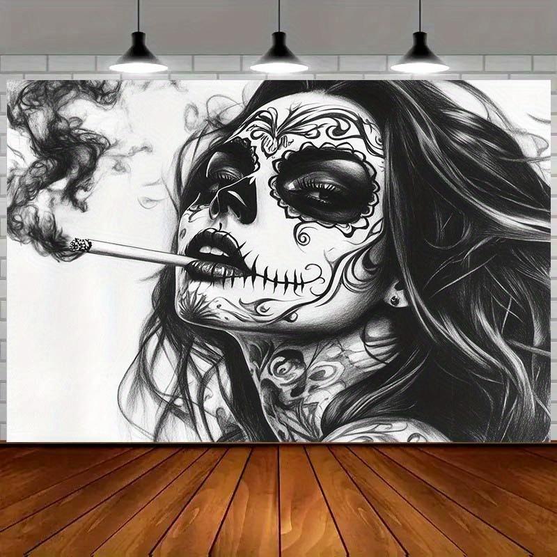 

Day Of The Dead Decor Tapestry Unique Gift For Halloween Party Gothic Home Wall Art Skull Design 40X60cm