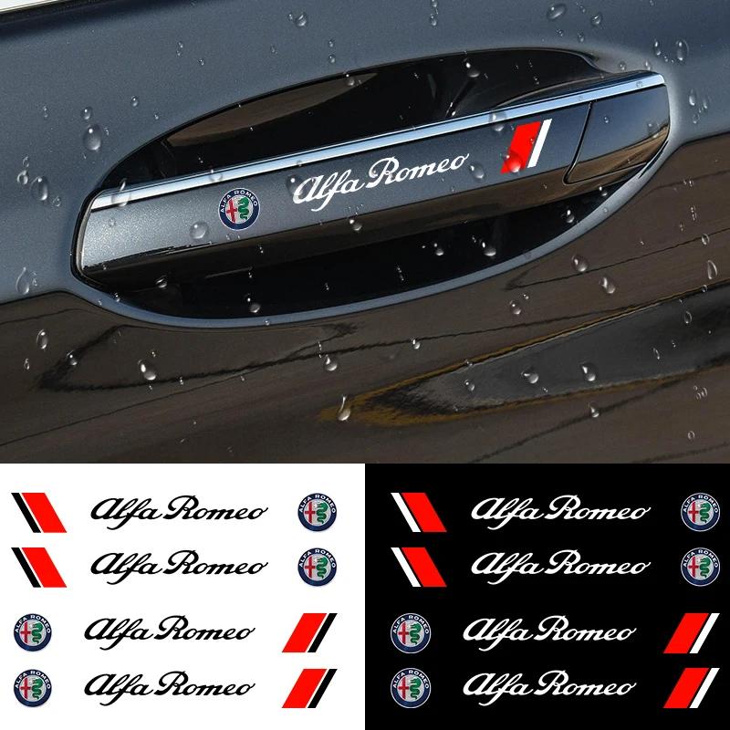 4 szt. Naklejki na klamki drzwi samochodowych Naklejki winylowe na karoserię Naklejki Akcesoria do Alfa Romeo 4C 159 Spider Giulia Giulietta 156 147
