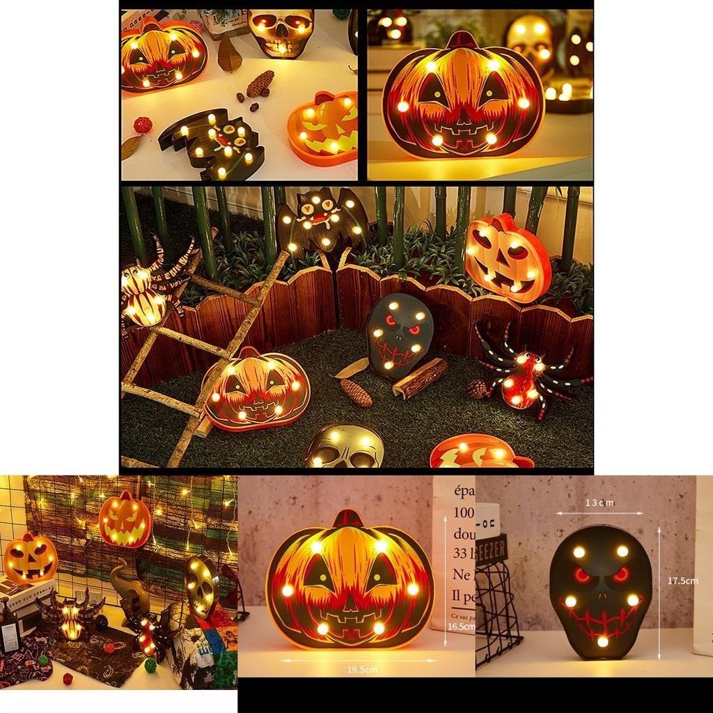 Colorful Halloween Decoration Led Lights Lantern With Bat Skull Pumpkin And Spider Designs
